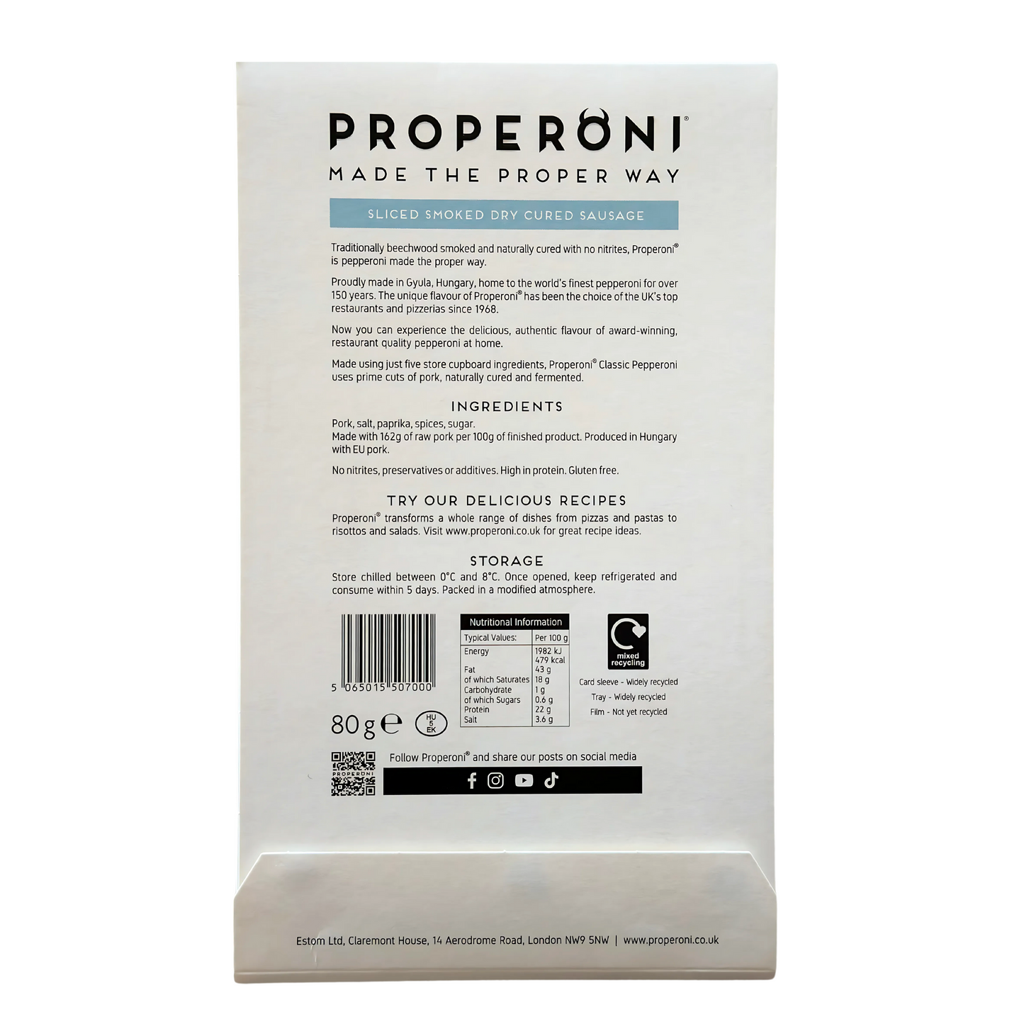Properoni - Classic Sliced Pepperoni (80g) - Only on The Break Room
