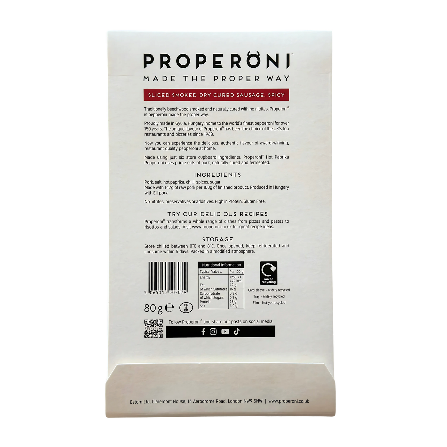Properoni XL - HOT Sliced Pepperoni (80g) - Only on The Break Room