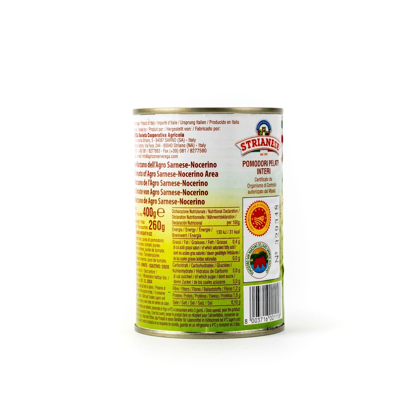Strianese San Marzano Peeled Plum DOP (400g) - Only on The Break Room
