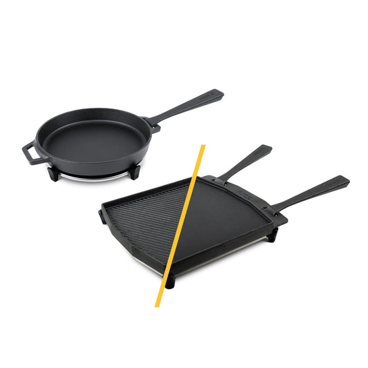 Ooni Dual-Sided Grizzler Plate and Cast Iron Skillet Pan Bundle - Only on The Break Room